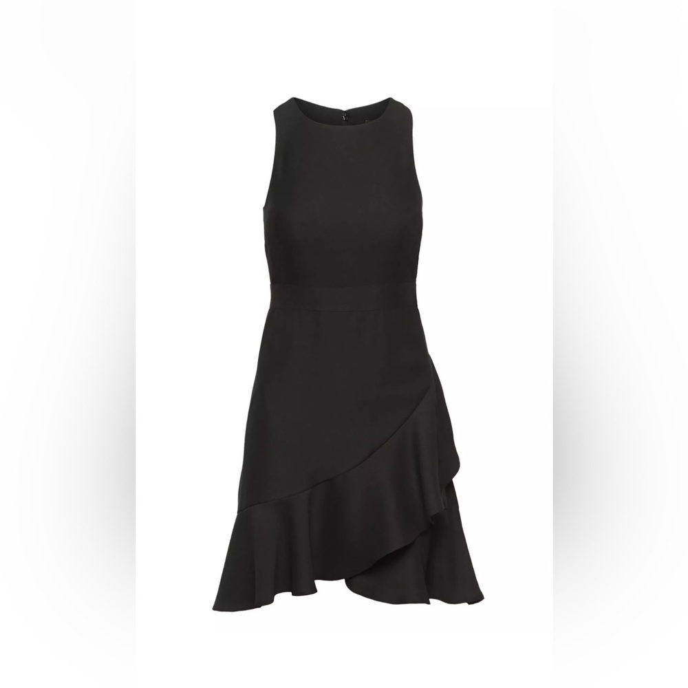 Banana Republic ruffle‎ wrap dress, black, size 8